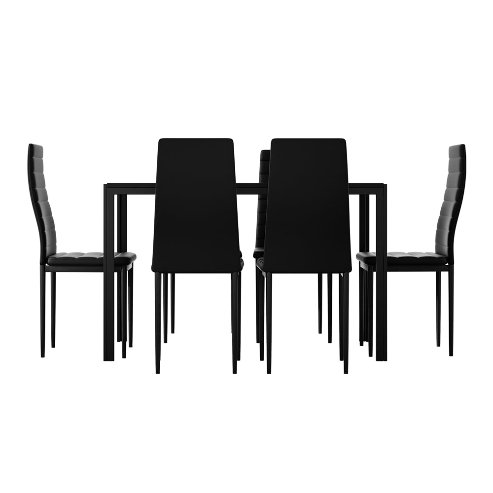 Artiss Dining Chairs and Table Dining Set 6 Chair Set Of 7 Wooden Top Black-Dining Sets - Peroz Australia - Image - 4