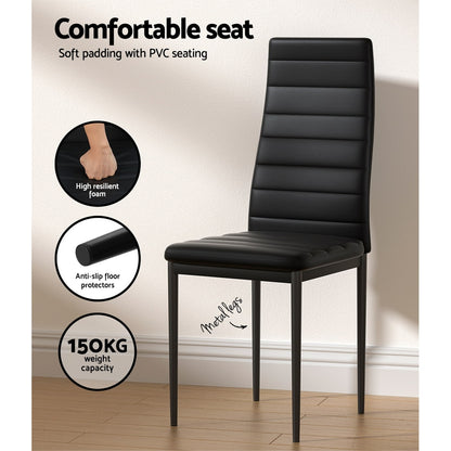Artiss Dining Chairs and Table Dining Set 6 Chair Set Of 7 Wooden Top Black-Dining Sets - Peroz Australia - Image - 7