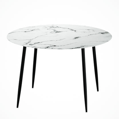 Artiss Dining Table Round Wooden Table With Marble Effect Metal Legs 110CM White-Furniture &gt; Dining-PEROZ Accessories