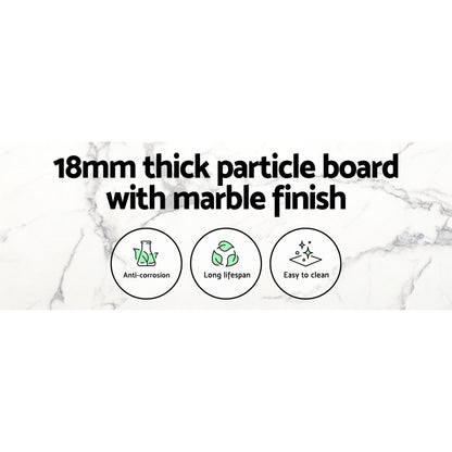 Artiss Dining Table Round Wooden Table With Marble Effect Metal Legs 110CM White-Furniture &gt; Dining-PEROZ Accessories