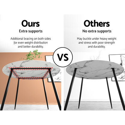 Artiss Dining Table Round Wooden Table With Marble Effect Metal Legs 110CM White-Furniture &gt; Dining-PEROZ Accessories