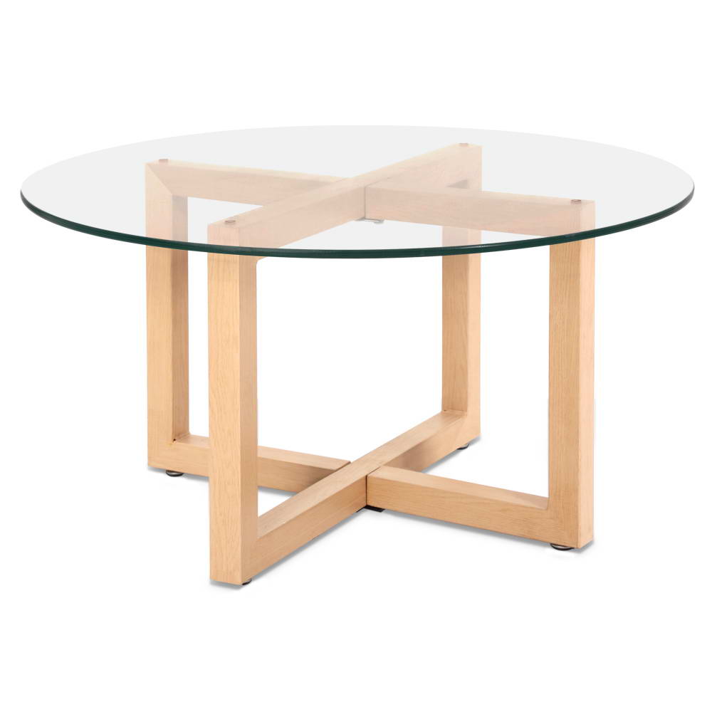 Artiss Tempered Glass Round Coffee Table - Beige-Furniture &gt; Dining - Peroz Australia - Image - 1
