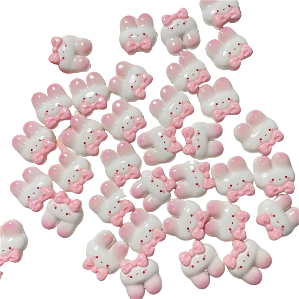 Anykidz Jibbitz Pink Bow Tie Rabbit 2pcs Shoe Charm Accessories Jeans Clogs Pendants Designer Ornament for Crocs-Shoe Accessories-PEROZ Accessories