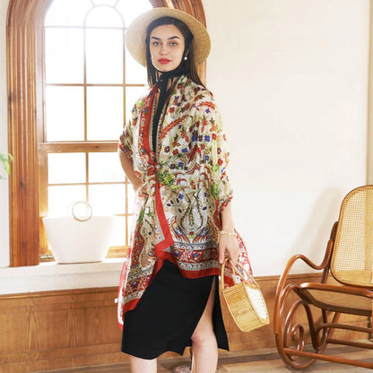 Anyyou 100% Mulberry Silk Red Green Long Scarf Luxury Brand Women Beach Shawl Wear Swimwear Pashimina Foulard-Scarves-PEROZ Accessories