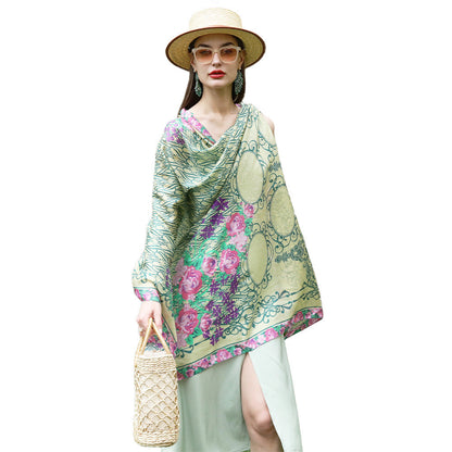 Anyyou 100% Mulberry Silk Mint Green Long Scarf Luxury Brand Women Beach Shawl Wear Swimwear Pashimina Foulard-Scarves-PEROZ Accessories