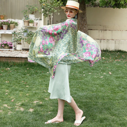 Anyyou 100% Mulberry Silk Mint Green Long Scarf Luxury Brand Women Beach Shawl Wear Swimwear Pashimina Foulard-Scarves-PEROZ Accessories