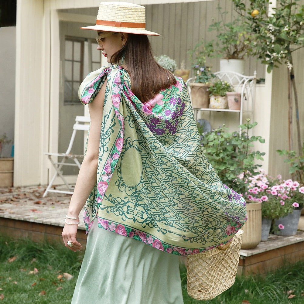 Anyyou 100% Mulberry Silk Mint Green Long Scarf Luxury Brand Women Beach Shawl Wear Swimwear Pashimina Foulard-Scarves-PEROZ Accessories
