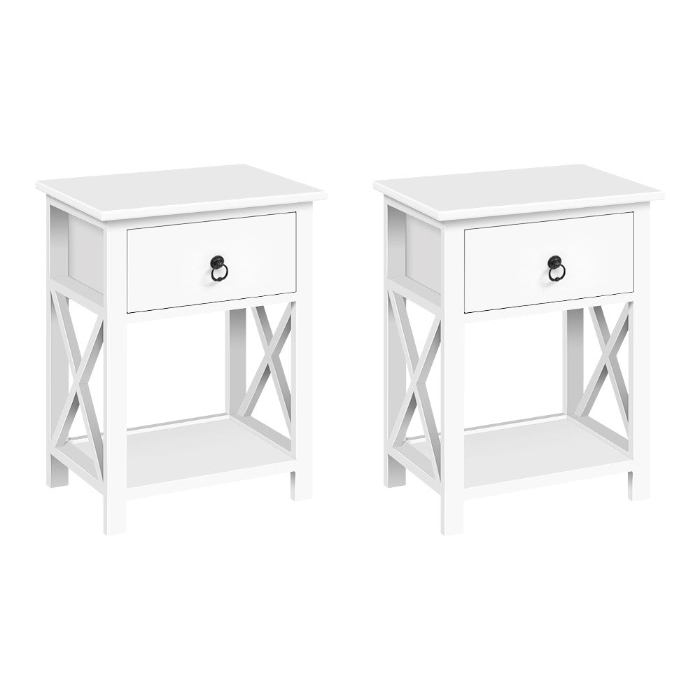 Artiss Set of 2 Bedside Tables Drawers Side Table Nightstand Lamp Chest Unit Cabinet-Bedside Tables - Peroz Australia - Image - 2