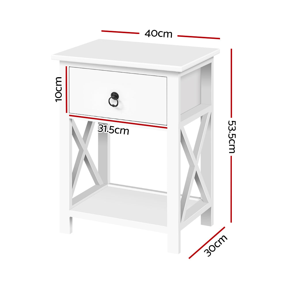 Artiss Set of 2 Bedside Tables Drawers Side Table Nightstand Lamp Chest Unit Cabinet-Bedside Tables - Peroz Australia - Image - 3
