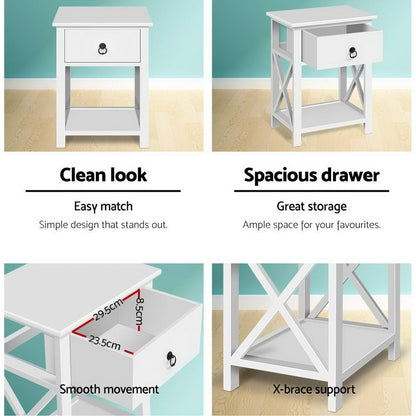 Artiss Set of 2 Bedside Tables Drawers Side Table Nightstand Lamp Chest Unit Cabinet-Bedside Tables - Peroz Australia - Image - 7