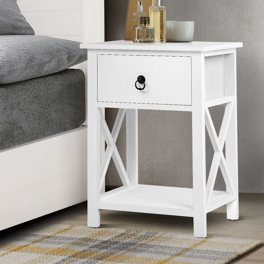 Artiss Set of 2 Bedside Tables Drawers Side Table Nightstand Lamp Chest Unit Cabinet-Bedside Tables - Peroz Australia - Image - 1