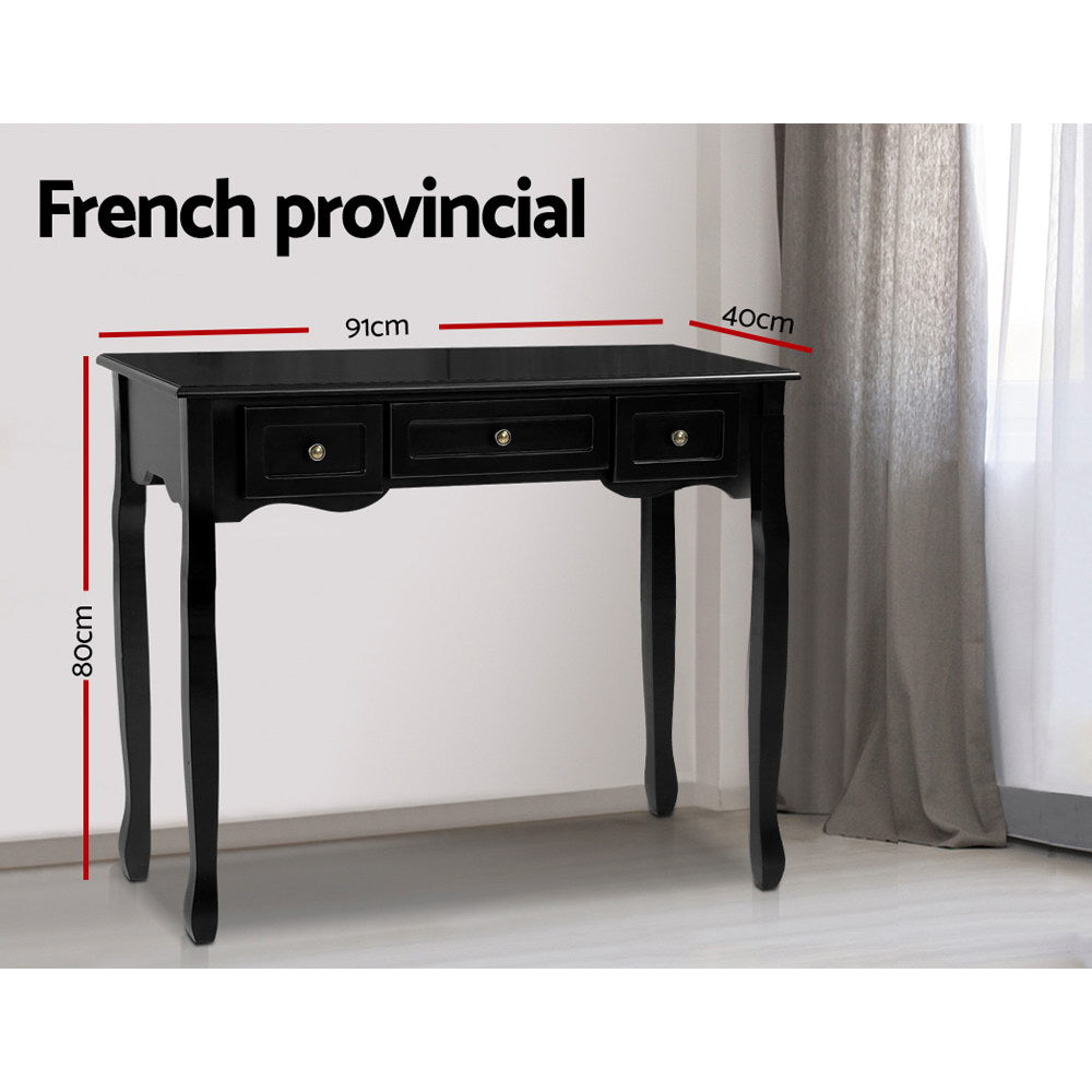 Artiss Hallway Console Table Hall Side Dressing Entry Display 3 Drawers Black-Furniture &gt; Bedroom - Peroz Australia - Image - 2