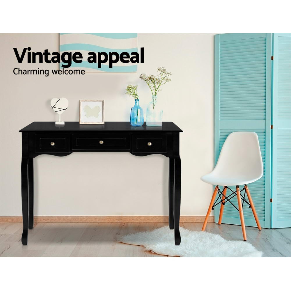 Artiss Hallway Console Table Hall Side Dressing Entry Display 3 Drawers Black-Furniture &gt; Bedroom - Peroz Australia - Image - 3