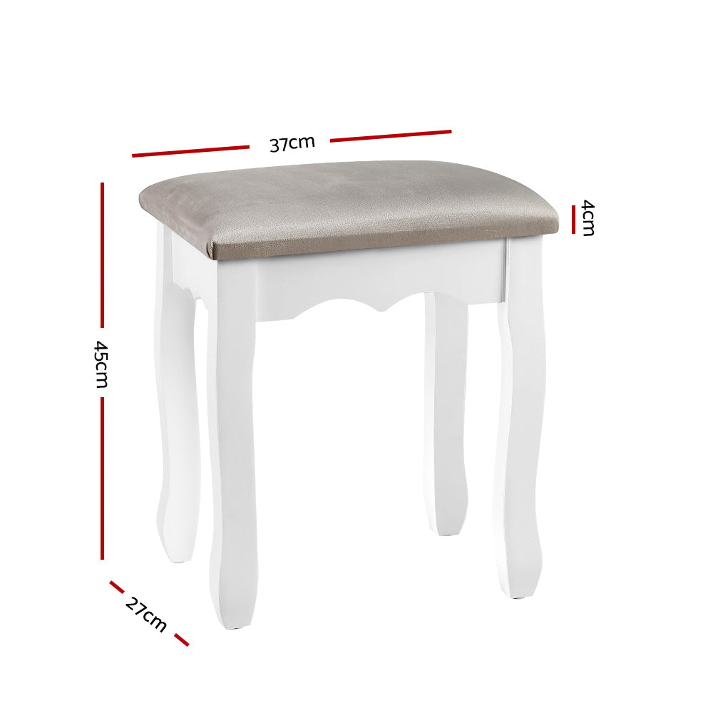 Artiss Dressing Table Stool Makeup Chair Bedroom Vanity Velvet Fabric Grey-Furniture &gt; Bar Stools &amp; Chairs - Peroz Australia - Image - 4