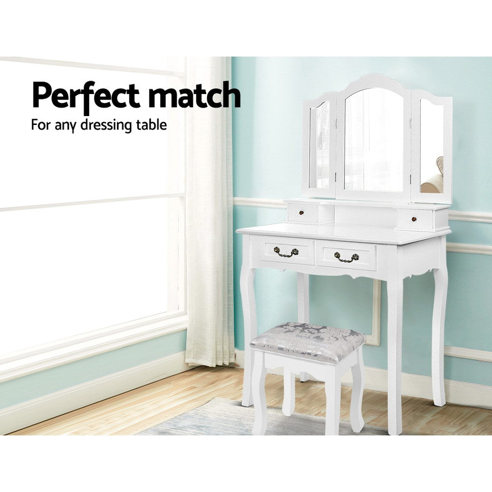 Artiss Dressing Table Stool Bedroom White Make Up Chair Fabric Furniture-Furniture &gt; Bar Stools &amp; Chairs - Peroz Australia - Image - 4