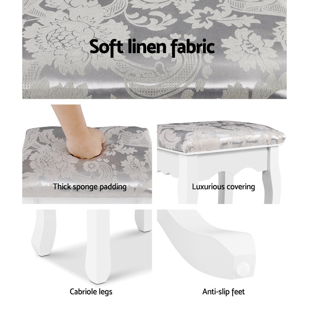 Artiss Dressing Table Stool Bedroom White Make Up Chair Fabric Furniture-Furniture &gt; Bar Stools &amp; Chairs - Peroz Australia - Image - 5