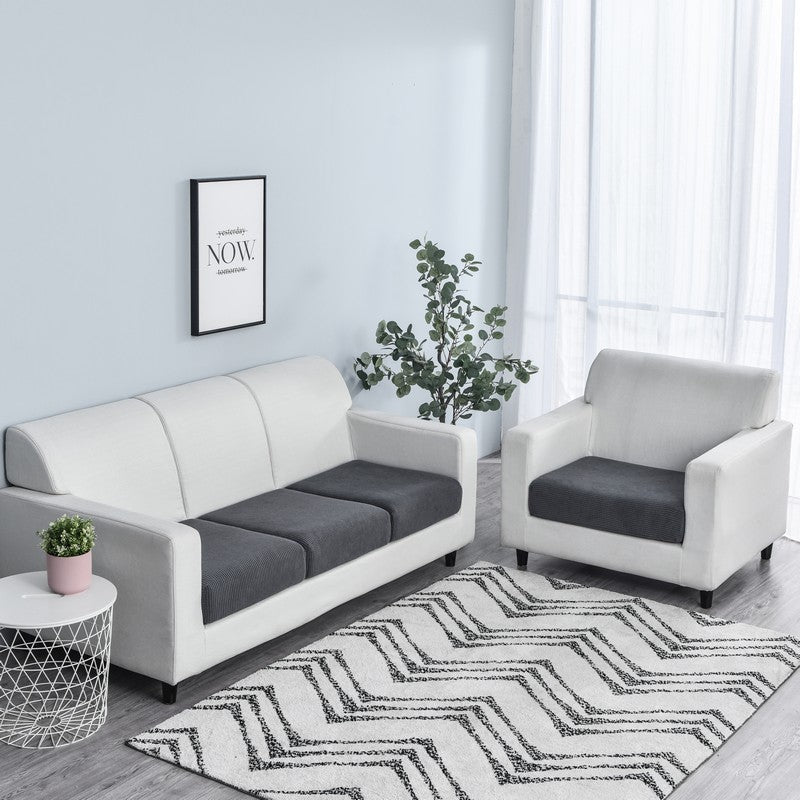 Anyhouz Sofa Cover Dark Gray Polyester Thick Stretchable Cushion For Living Room 1Pc Normal Size 95-120cm-Slipcovers-PEROZ Accessories