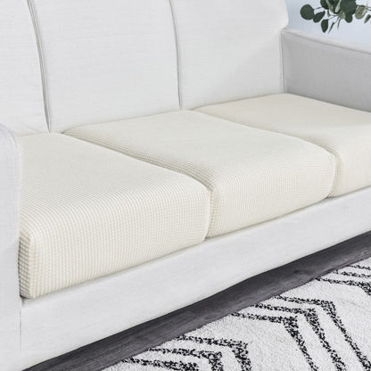 Anyhouz Sofa Cover White Polyester Thick Stretchable Cushion For Living Room 1Pc Normal Size 95-120cm-Slipcovers-PEROZ Accessories