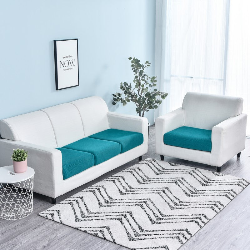 Anyhouz Sofa Cover Teal Blue Polyester Thick Stretchable Cushion For Living Room 1Pc Normal Size 145-185cm-Slipcovers-PEROZ Accessories