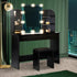 Oikiture Dressing Table Stool Set Makeup Mirror Storage Drawer 10LED Bulbs Black-Dressing Table-PEROZ Accessories