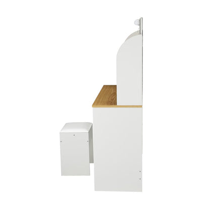 Oikiture Dressing Table Stool Set Makeup Mirror Storage Drawer 10 LED Bulbs-Dressing Table-PEROZ Accessories