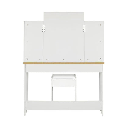 Oikiture Dressing Table Stool Set Makeup Mirror Storage Drawer 10 LED Bulbs-Dressing Table-PEROZ Accessories