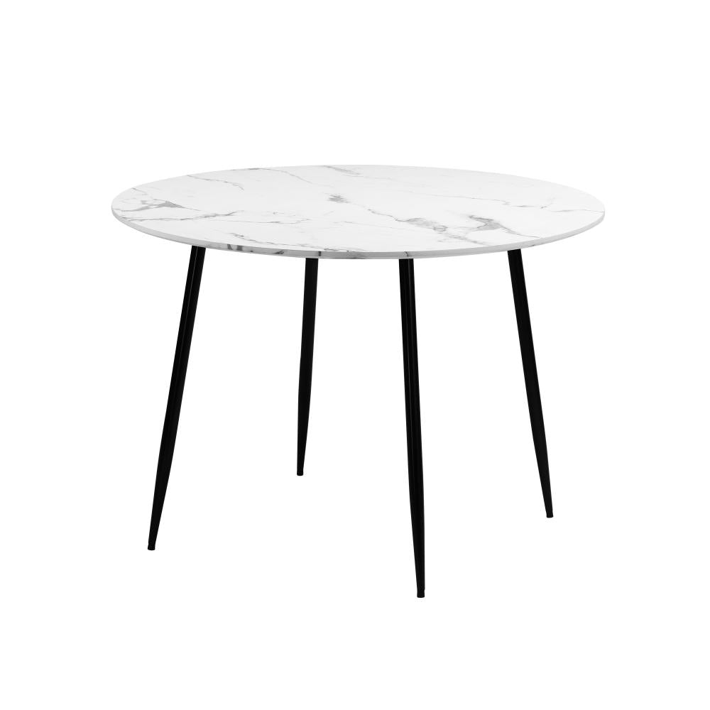 Shop Oikiture 110cm Dining Table Round Wooden Table With Marble Effect Metal Legs WH  | PEROZ Australia