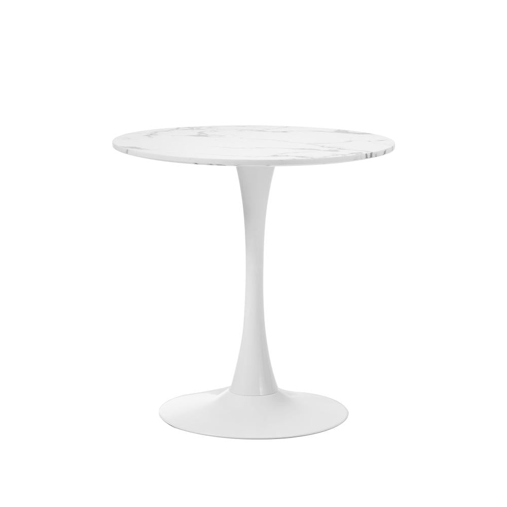 Shop Oikiture 60cm Dining Table Kitchen Marble Tulip Round Metal Leg White  | PEROZ Australia