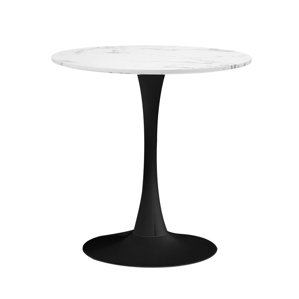 Shop Oikiture 60cm Dining Table Kitchen Marble Tulip Round Metal Leg White&amp;Black  | PEROZ Australia