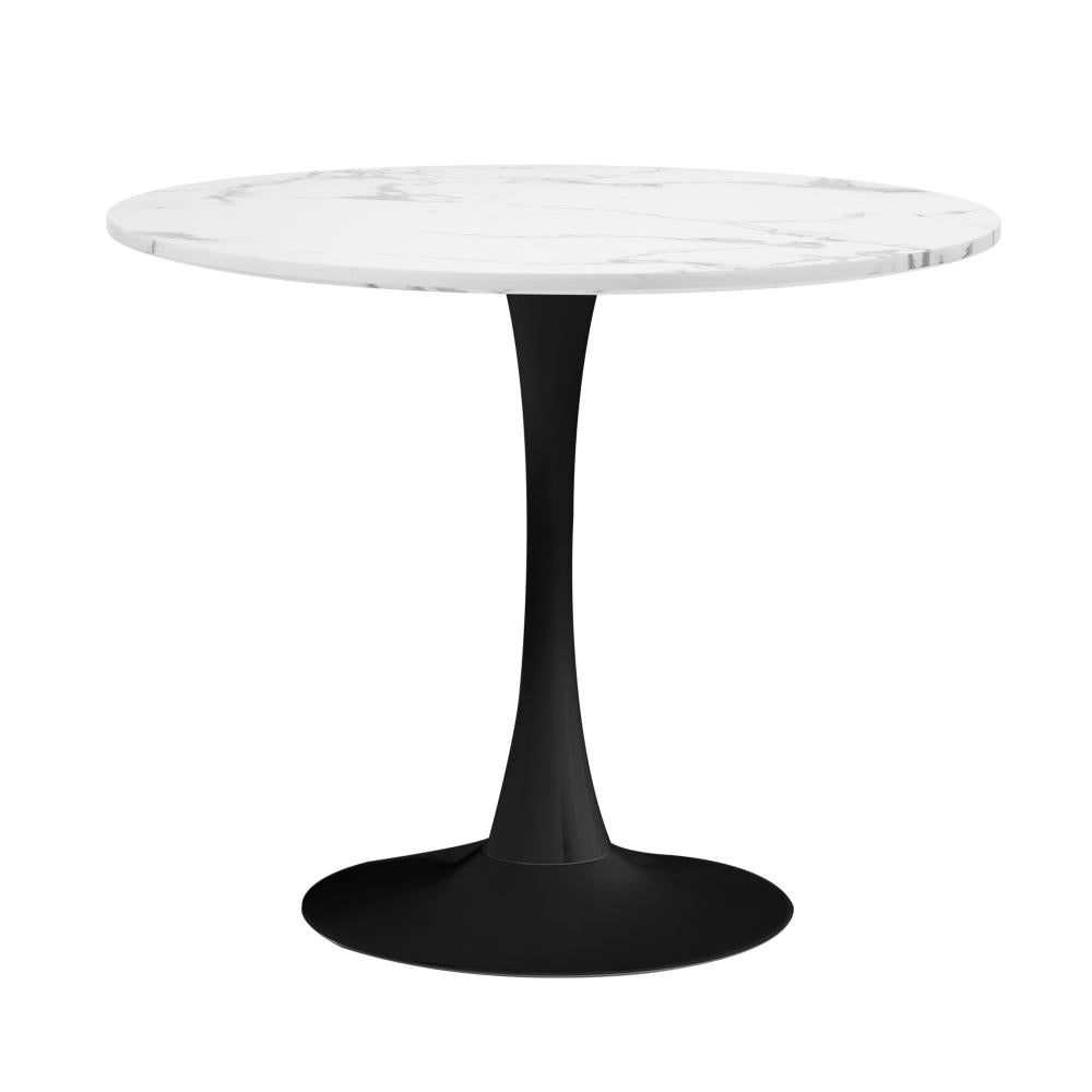 Shop Oikiture 90cm Dining Table Kitchen Marble Tulip Round Metal Leg White&amp;Black  | PEROZ Australia