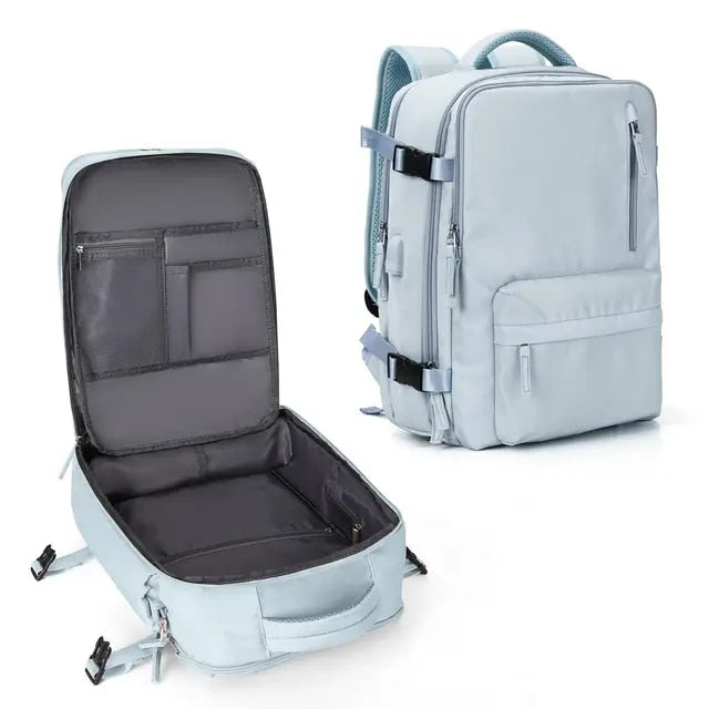 Anypack Backpack Light Blue Bag Large Capacity Multi-Function Suitcase USB Charging School Luggage Lightweight-Backpacks-PEROZ Accessories