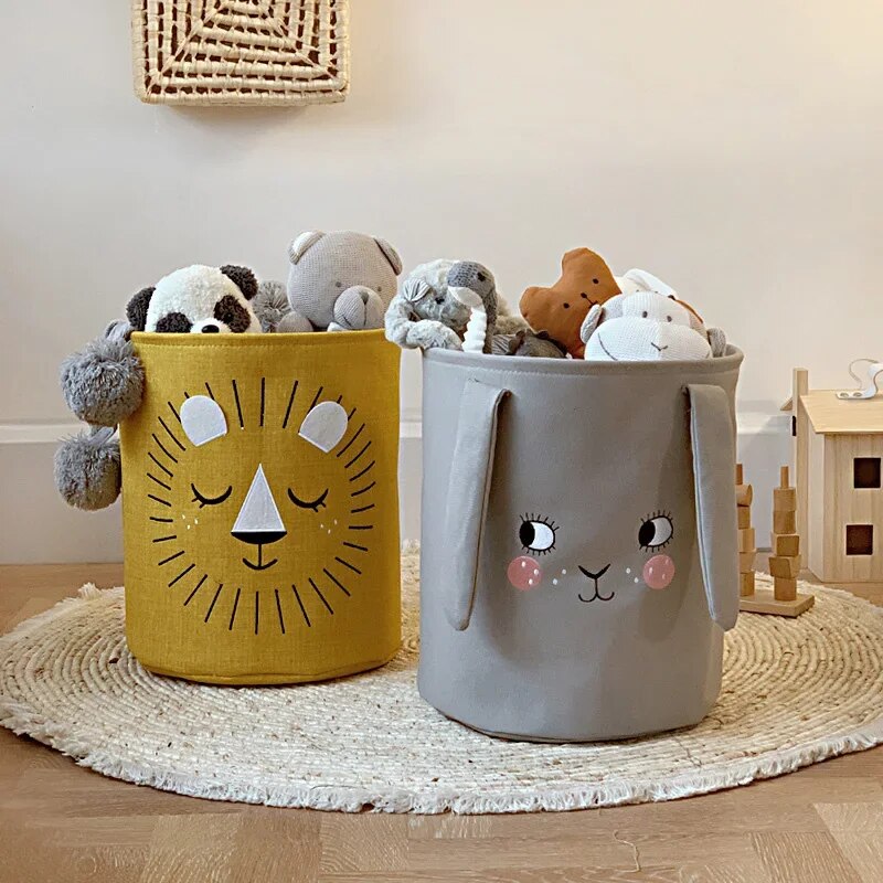 Anyhouz Storage Bucket Little Lion Large Capacity Cloth Organizer Basket Folding Home Storage Bag Basket-Cloth Organizer-PEROZ Accessories