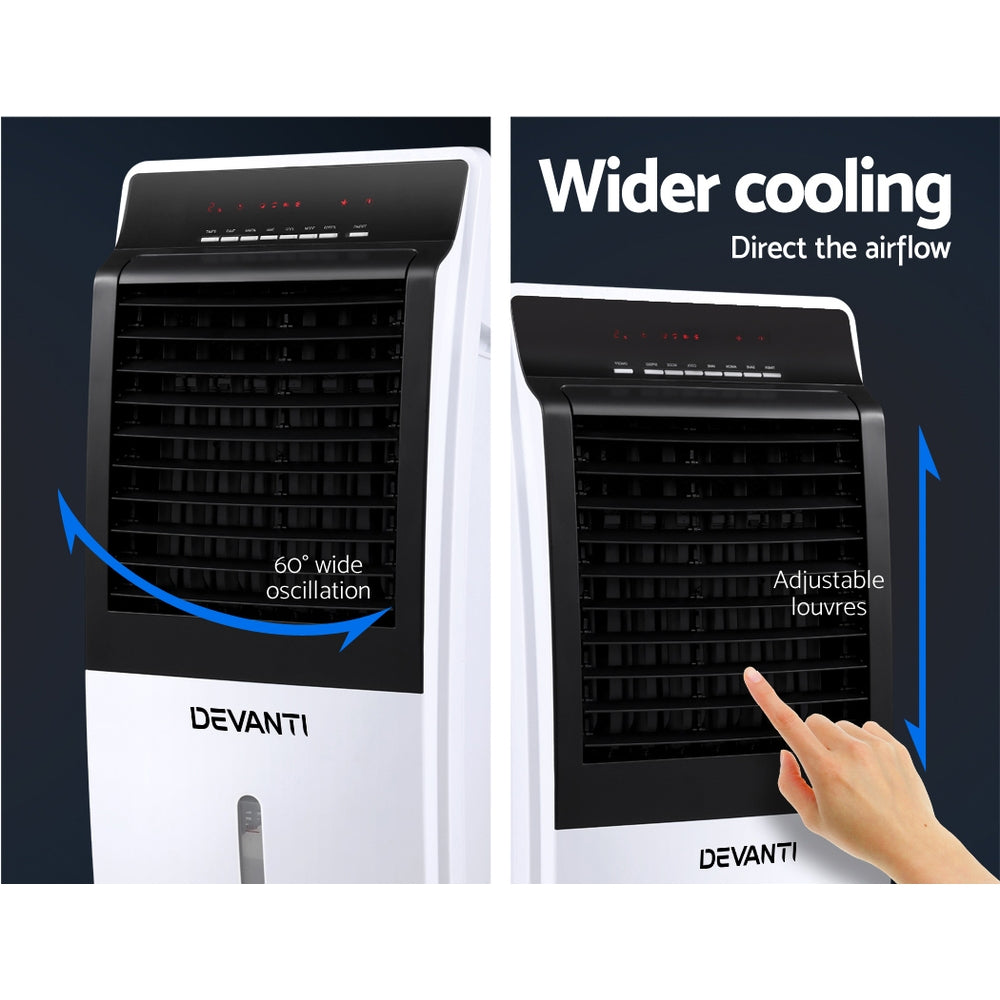 Devanti Evaporative Air Cooler Potable Fan Cooling Remote Control LED Display-Appliances &gt; Air Conditioners-PEROZ Accessories