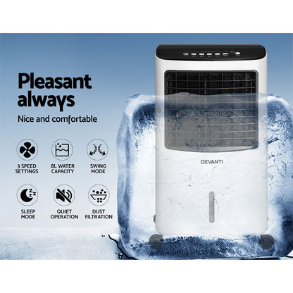 Devanti Evaporative Air Cooler Conditioner Portable 8L Cooling Fan Humidifier-Appliances &gt; Air Conditioners-PEROZ Accessories
