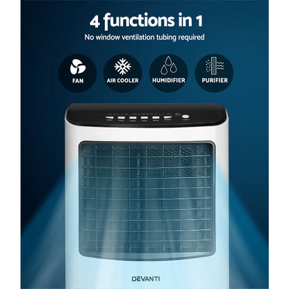 Devanti Evaporative Air Cooler Conditioner Portable 8L Cooling Fan Humidifier-Appliances &gt; Air Conditioners-PEROZ Accessories