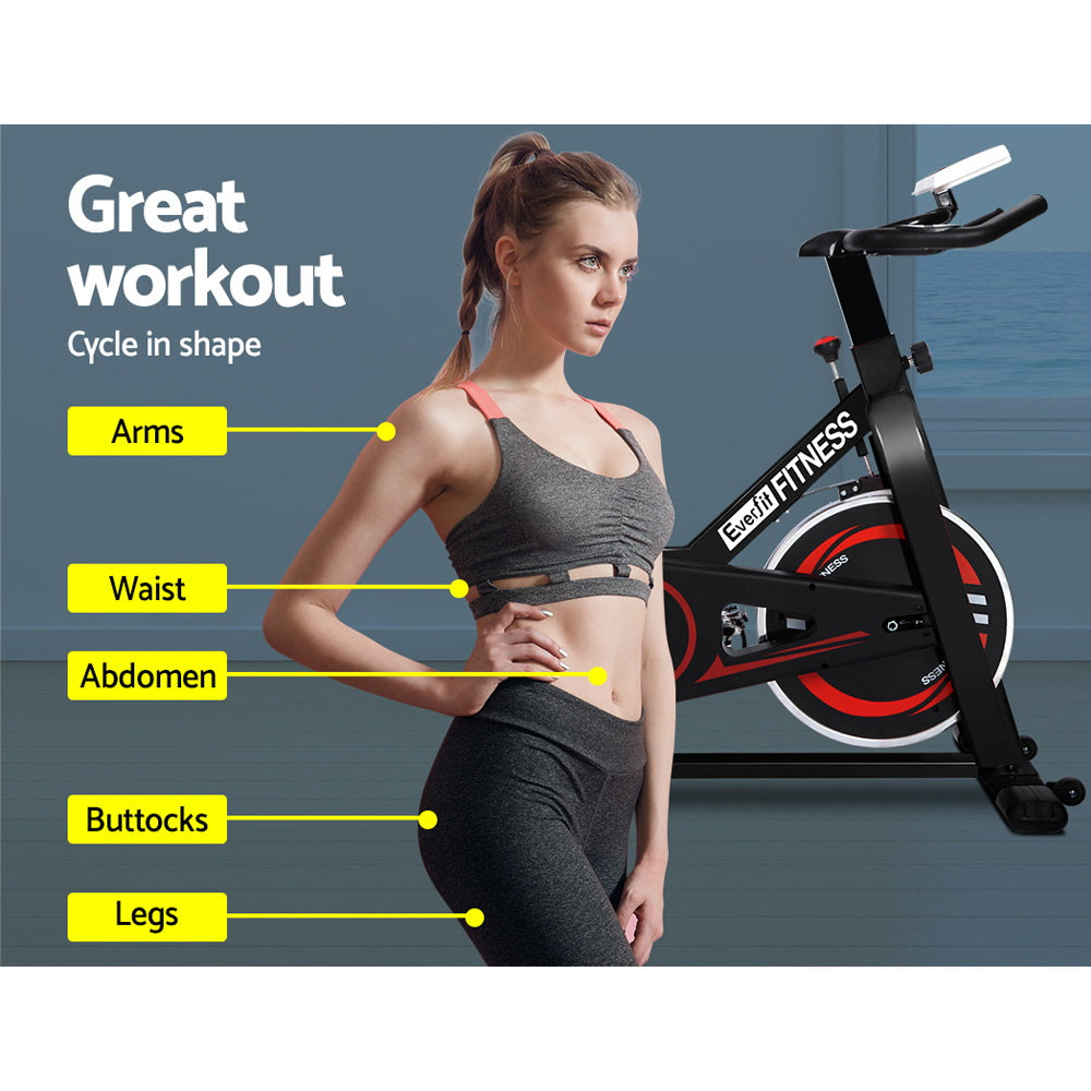 Everfit Spin Exercise Bike Cycling Fitness Commercial Home Workout Gym Black-Sports &amp; Fitness &gt; Fitness Accessories-PEROZ Accessories