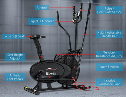 Everfit 5in1 Elliptical Cross Trainer Exercise Bike Bicycle Home Gym Fitness Machine Running Walking-Sports &amp; Fitness &gt; Fitness Accessories-PEROZ Accessories