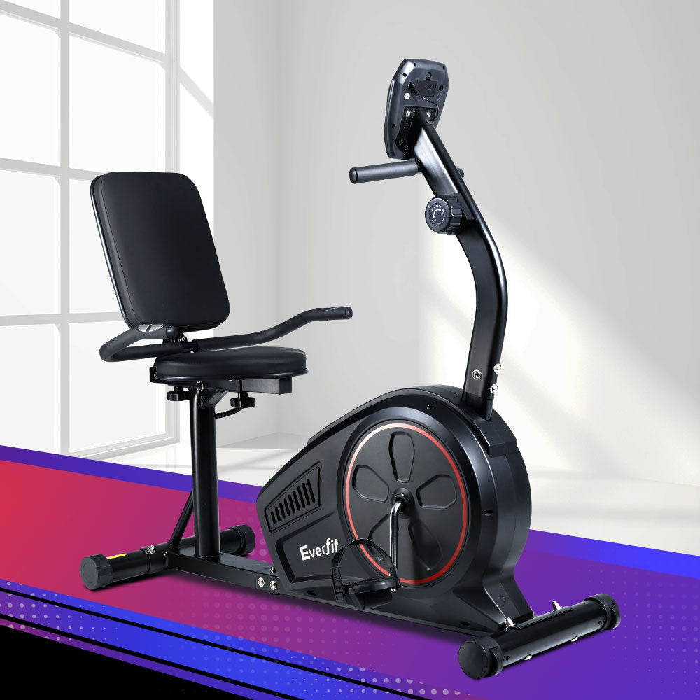 Everfit Magnetic Recumbent Exercise Bike Fitness Trainer Home Gym Equipment Black-Sports &amp; Fitness &gt; Fitness Accessories-PEROZ Accessories