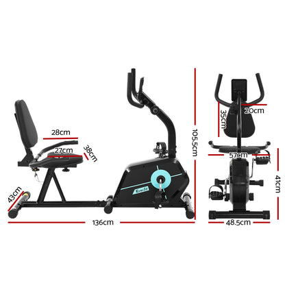 Everfit Magnetic Recumbent Exercise Bike Fitness Cycle Trainer Gym Equipment-Sports &amp; Fitness &gt; Fitness Accessories-PEROZ Accessories
