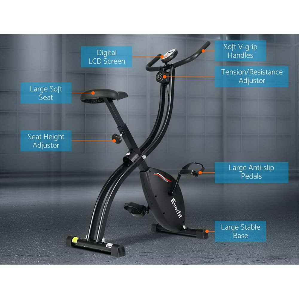Everfit Exercise Bike X-Bike Folding Magnetic Bicycle Cycling Flywheel Fitness Machine-Sports &amp; Fitness &gt; Fitness Accessories-PEROZ Accessories