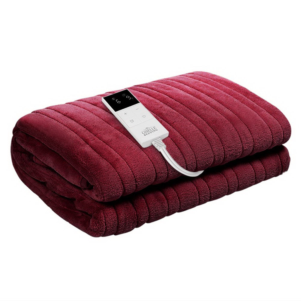 Giselle Bedding Electric Throw Blanket - Burgundy-Electric Throw Blanket-PEROZ Accessories