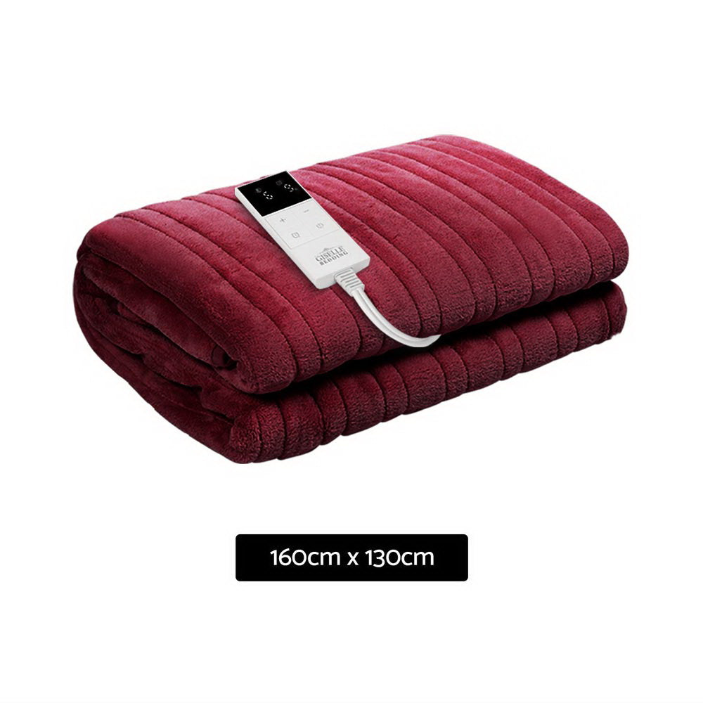 Giselle Bedding Electric Throw Blanket - Burgundy-Electric Throw Blanket-PEROZ Accessories