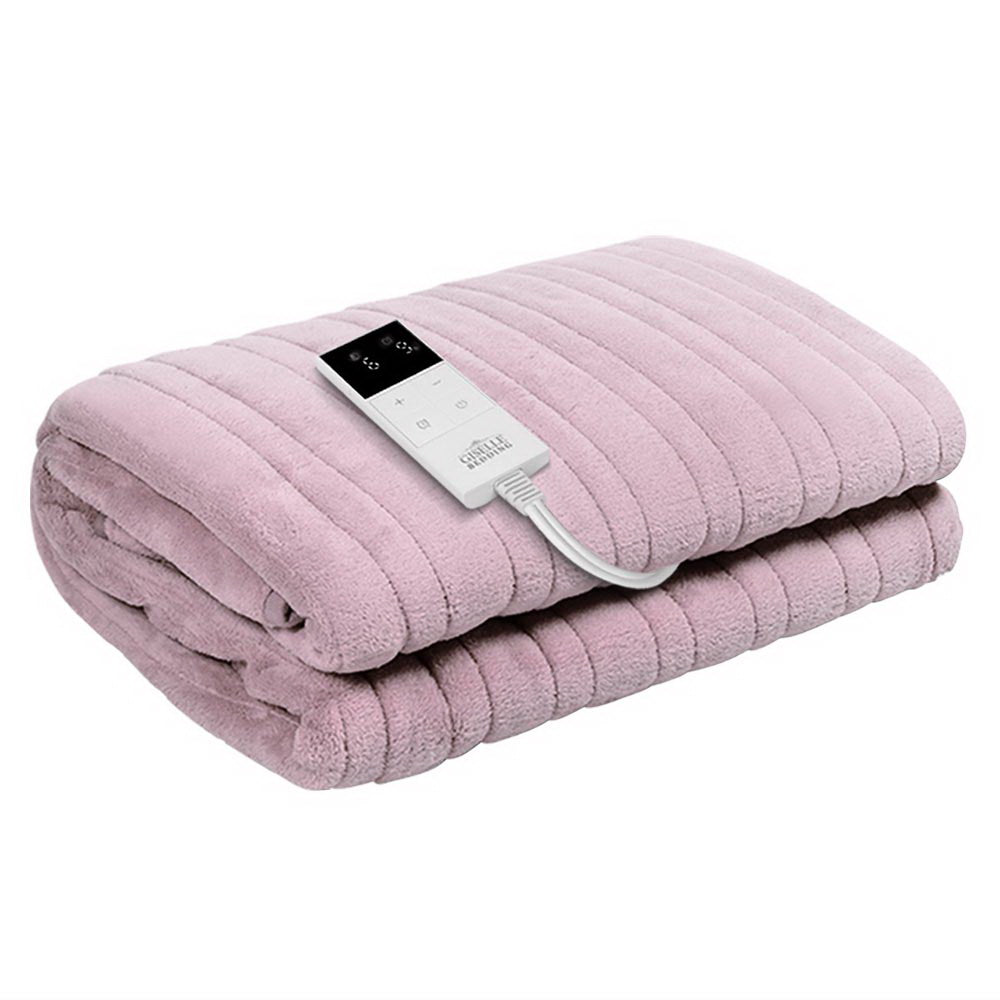 Giselle Bedding Heated Electric Throw Rug Fleece Sunggle Blanket Washable Pink-Electric Throw Blanket-PEROZ Accessories