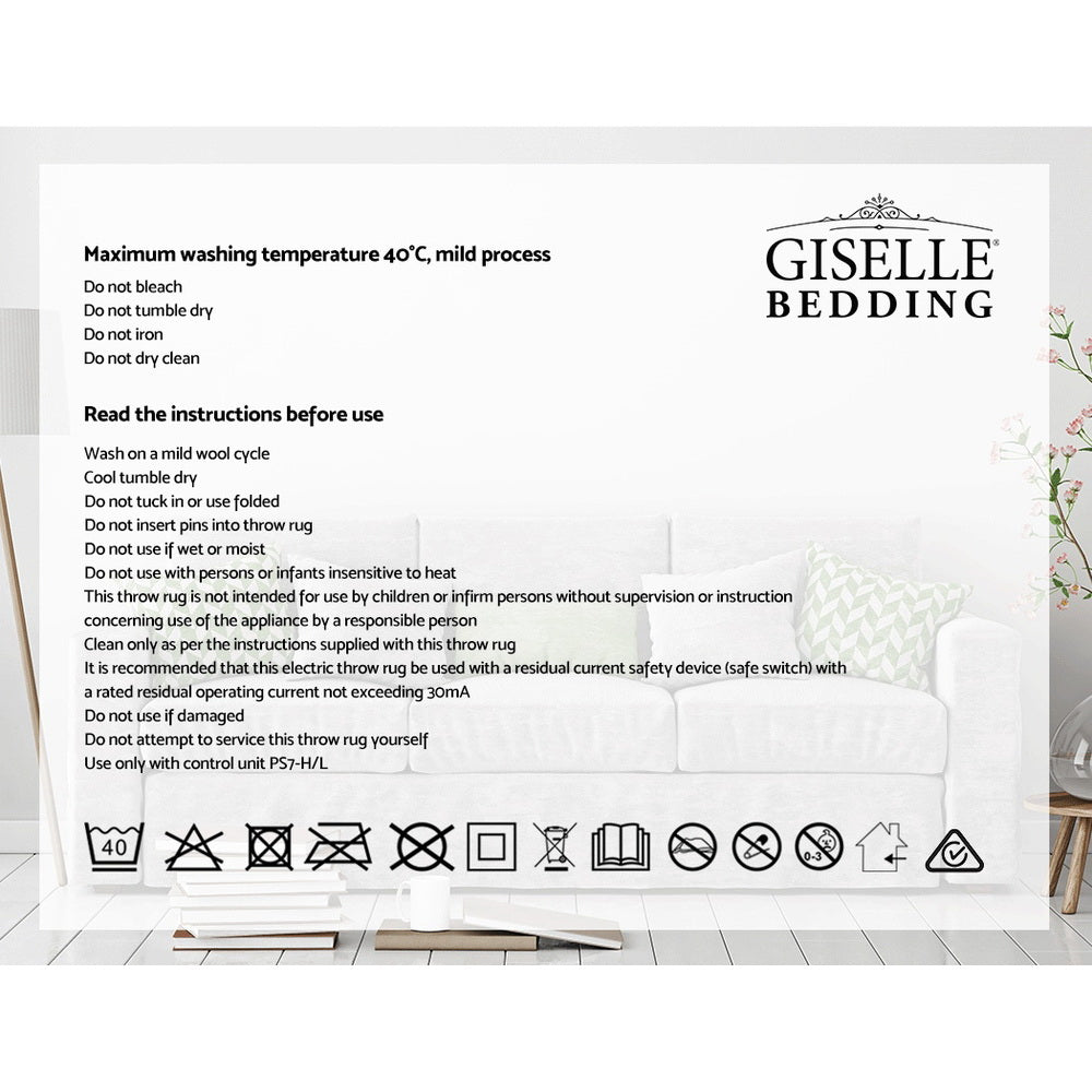 Giselle Bedding Heated Electric Throw Rug Fleece Sunggle Blanket Washable Pink-Electric Throw Blanket-PEROZ Accessories