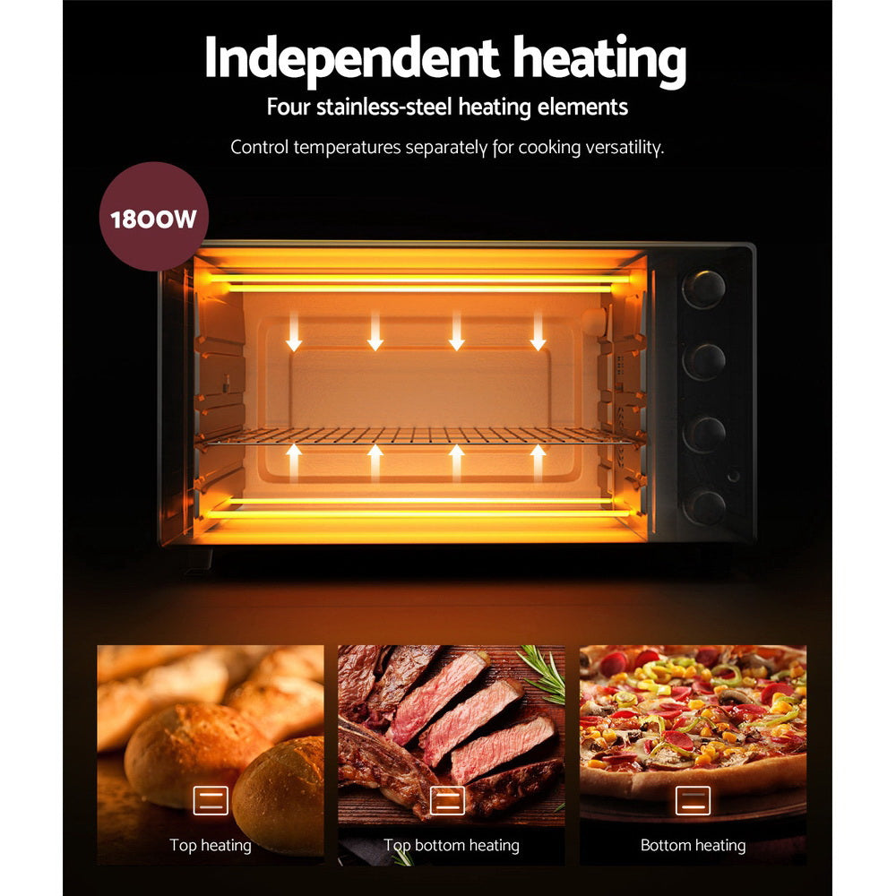 Devanti Electric Convection Oven Bake Benchtop Rotisserie Grill 45L-Convection Ovens-PEROZ Accessories