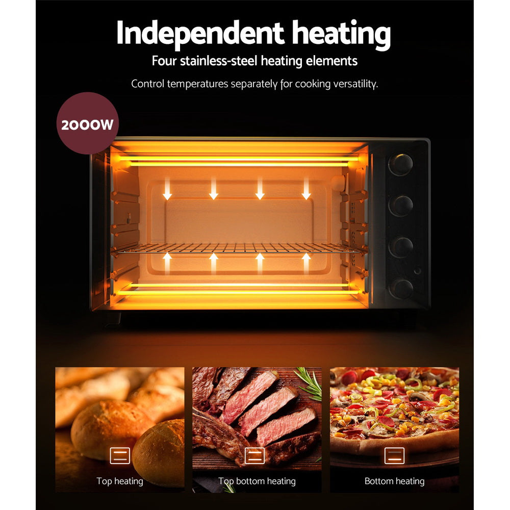 Devanti Electric Convection Oven Bake Benchtop Rotisserie Grill 60L-Convection Ovens-PEROZ Accessories