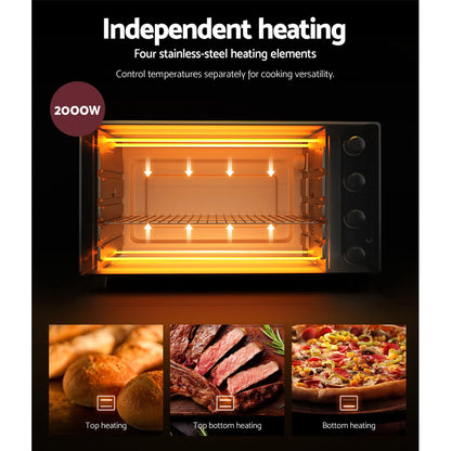 Devanti Electric Convection Oven Bake Benchtop Rotisserie Grill 60L-Convection Ovens-PEROZ Accessories