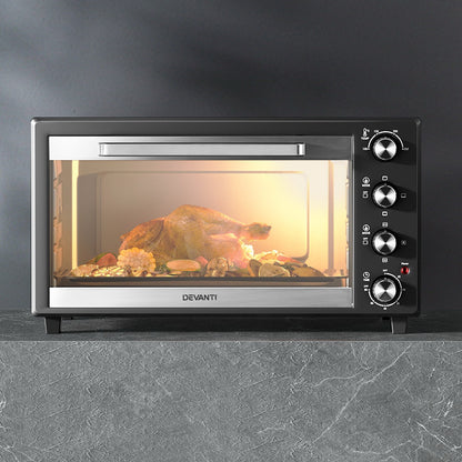 Devanti Electric Convection Oven Bake Benchtop Rotisserie Grill 60L-Convection Ovens-PEROZ Accessories