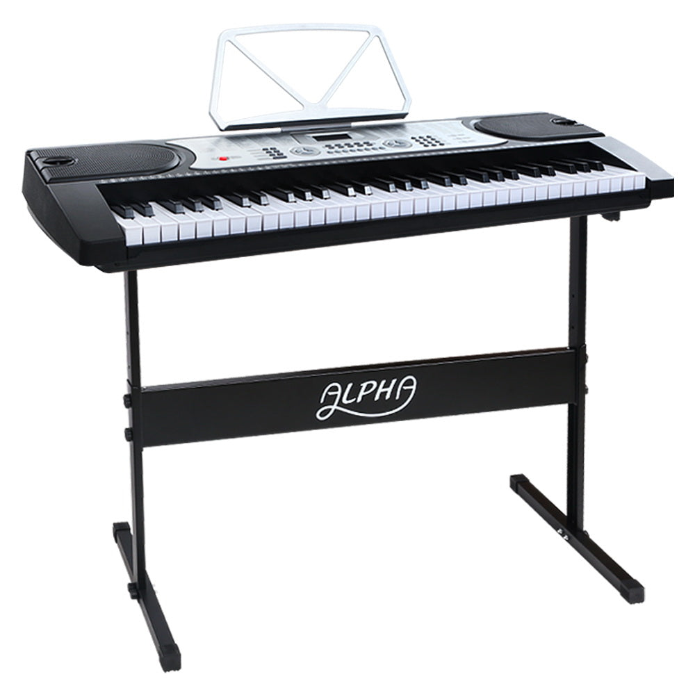 Alpha 61 Keys Electronic Piano Keyboard LED Electric Silver with Music Stand for Beginner-Audio &amp; Video &gt; Musical Instrument &amp; Accessories-PEROZ Accessories
