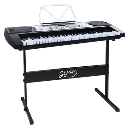 Alpha 61 Keys Electronic Piano Keyboard LED Electric Silver with Music Stand for Beginner-Audio &amp; Video &gt; Musical Instrument &amp; Accessories-PEROZ Accessories